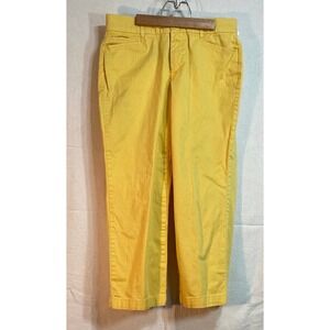 JM Collection Womens Yellow Capri Pant Size6 Stretch Cotton Blend Cropped Casual